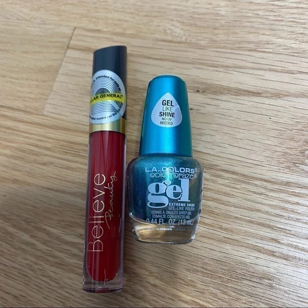 Believe Beauty Matte Liquid Lipstick & LA Colors Gel Shine Blue Nail Polish NEW